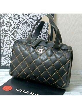 Chanel Wild Stitch Tote Calf Dark Brown